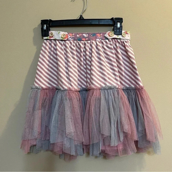 Matilda Jane Girls Ruffle Tulle Skirt NWT Size 14 Rooster Stripe Mauve 222088 - Picture 1 of 9